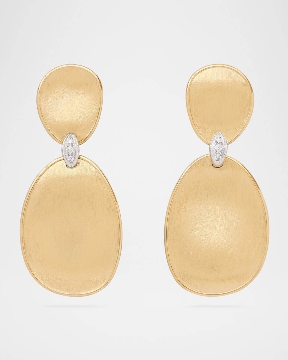 18K Gold Lunaria Two-Drop Earrings with Diamonds